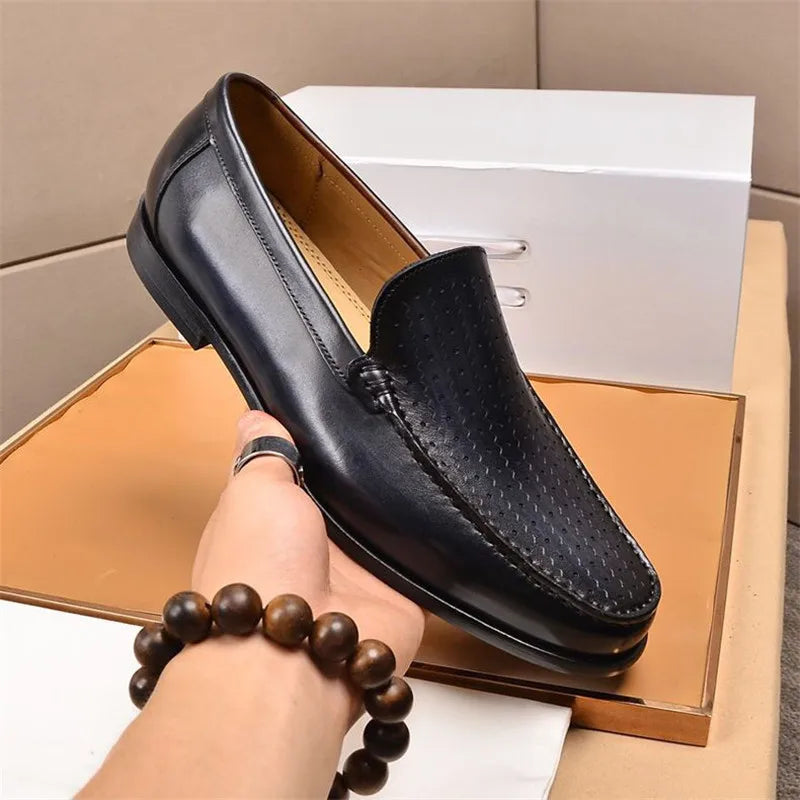 Últimos zapatos para hombre 2025 en cuero genuino | Zapatos de conducción sin cordones, mocasines y mocasines cómodos