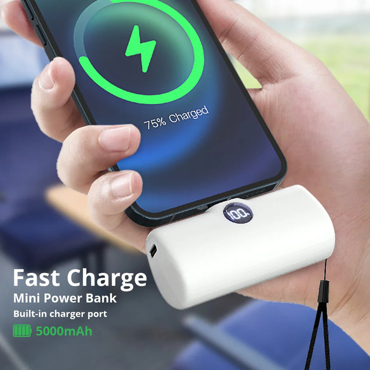 Liboer Ekstern batteri 5000 mAh | Hurtig opladning via USB-C eller Lightning | Kompakt og let design