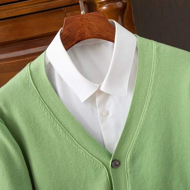 Suéter cárdigan para hombre | Cuello en V clásico de negocios casual otoño invierno