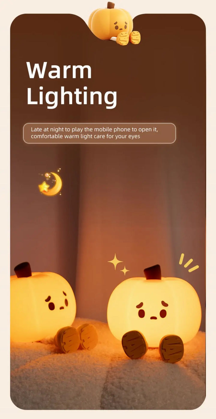 CozyGlow Halloween tök érintőlámpa – puha és nyugtató szilikon éjjeli fény