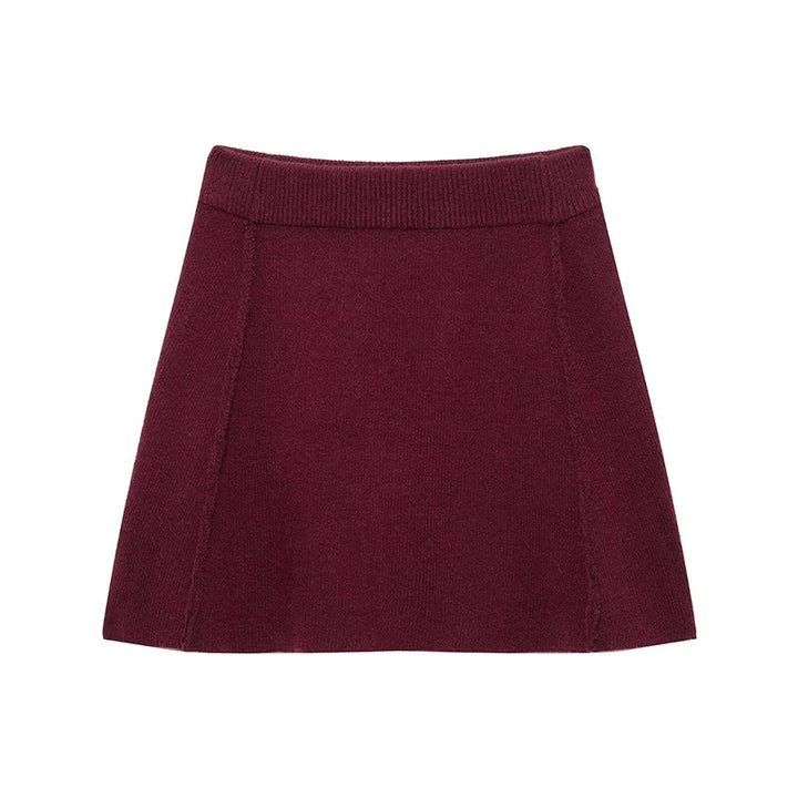 Bordeaux rød uldnederdel til kvinder, A-line design, vintermode, elegant og stilfuld beklædning, perfekt til kolde sæsoner.