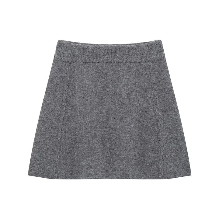 Grå uldnederdel til kvinder, A-line design, minimalistisk stil, velegnet til efterår og vintermode, komfortabel og stilfuld beklædning.