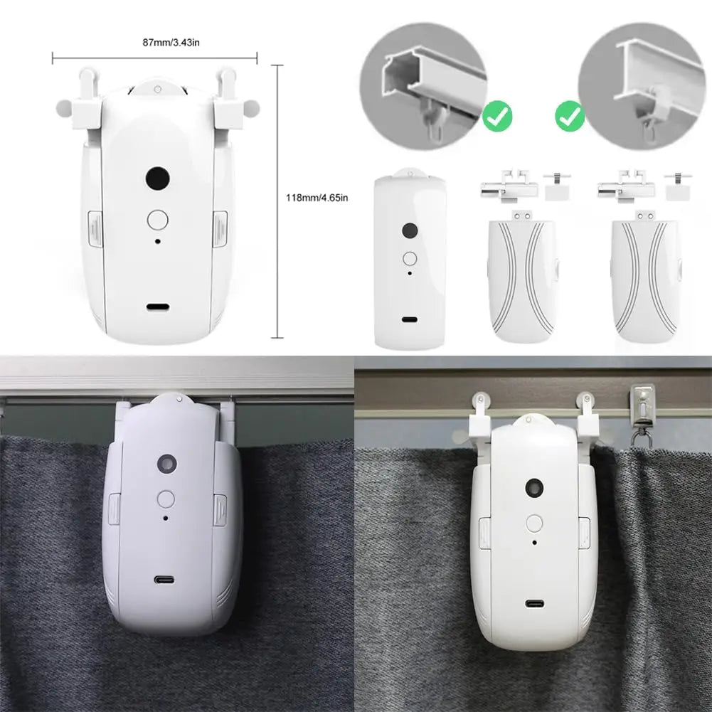 Intelligent gardinrobot | T/U-skinne automatisk gardinåbner med motoriseret fjernbetjening