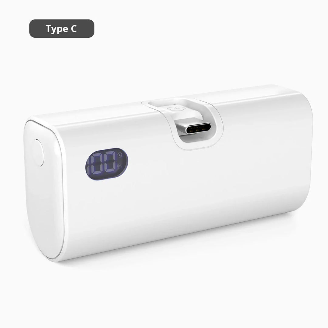 Liboer Foldbart eksternt batteri Hurtig opladning | 5000mAh USB-C eller Lightning LED-skærm