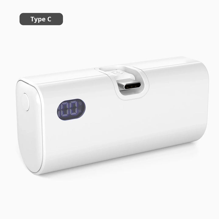 Liboer Foldbart eksternt batteri Hurtig opladning | 5000mAh USB-C eller Lightning LED-skærm