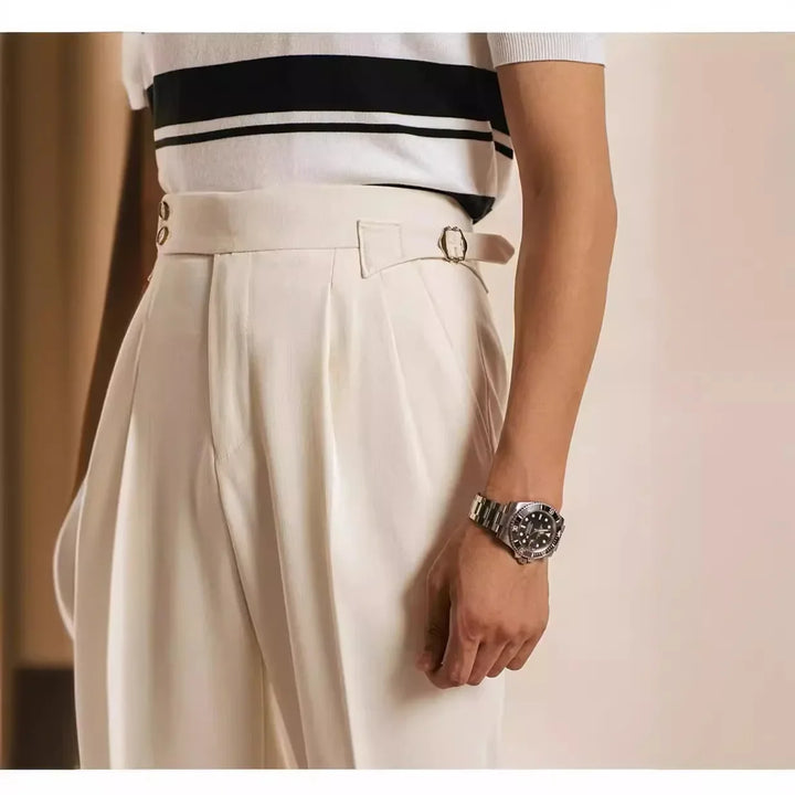 Pantalones casuales versátiles de estilo coreano para hombres, corte recto, ajuste holgado, pantalones de traje modernos