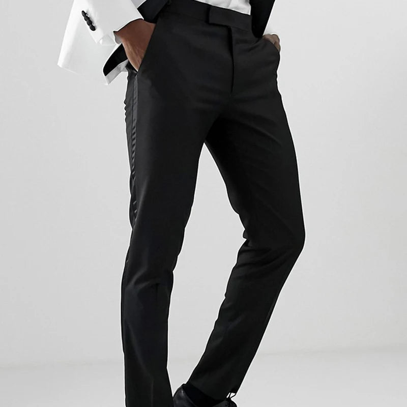 Pantaloni scurți pentru bărbați cu dungi din satin, croială slim, pantaloni formali pentru nuntă și seară