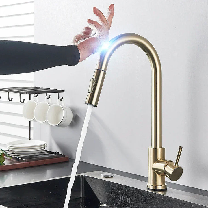 Torneira de cozinha com sensor de toque | Design moderno com bico retrátil