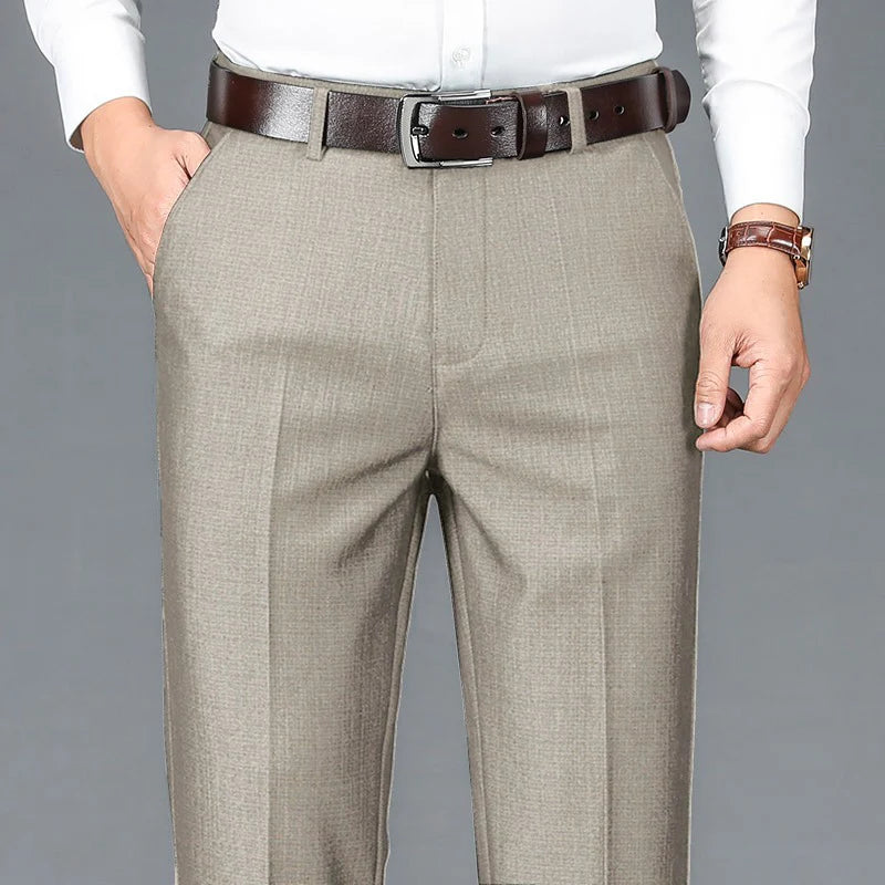 pantaloni clasici drepți pentru bărbați pentru uz de afaceri pantaloni uni formali pentru birou pantaloni mari mărime plus