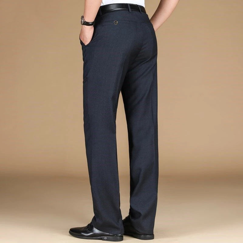pantaloni clasici drepți pentru bărbați pentru uz de afaceri pantaloni uni formali pentru birou pantaloni mari mărime plus