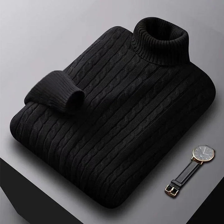 2025 ny suéter de hombre de cuello alto de un solo color suéter de punto cálido casual suéter de cuello alto de lana para hombre invierno exterior superior