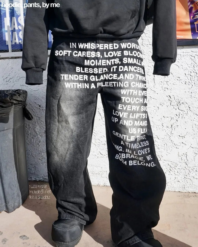 Blugi pentru bărbați | Streetwear vintage cu litere americane Gothic Harajuku Hip Hop cu picioare largi