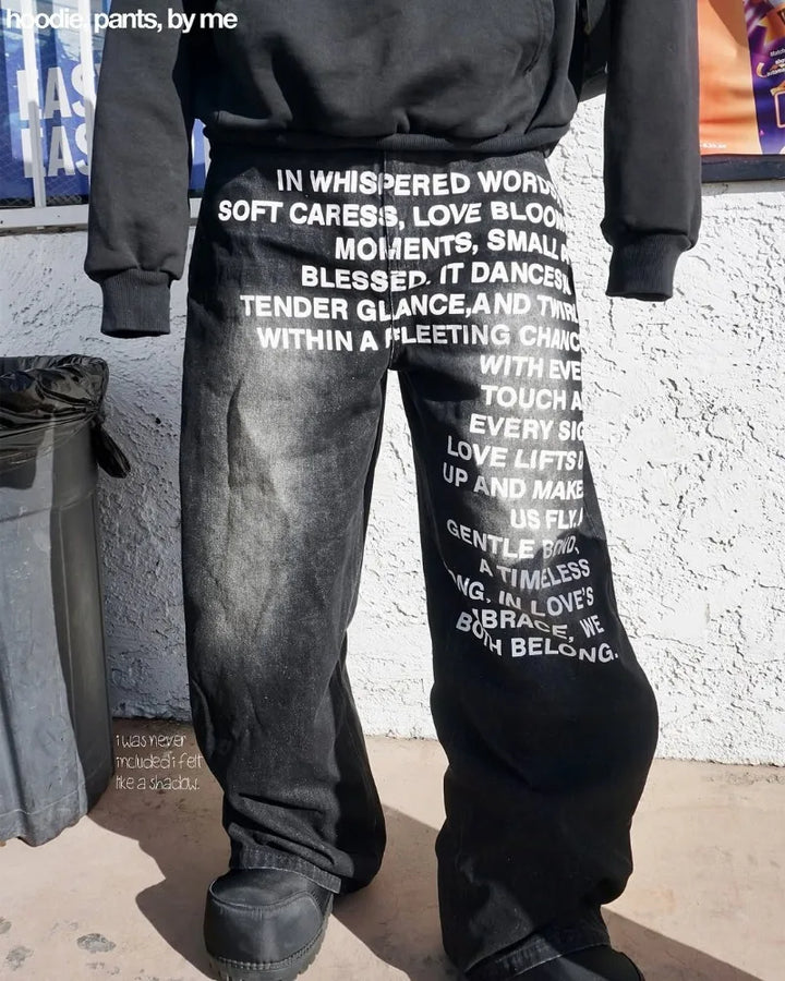 Blugi pentru bărbați | Streetwear vintage cu litere americane Gothic Harajuku Hip Hop cu picioare largi