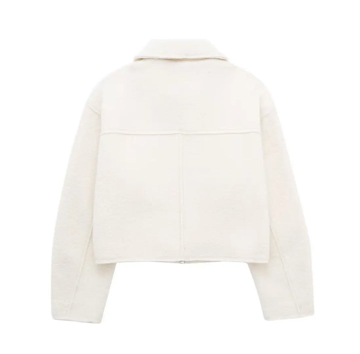 Tweedowa kurtka bomberka krótka | Długi rękaw z zamkiem błyskawicznym streetwear damski