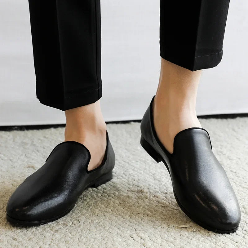Zapatos de hombre en cuero genuino | Mocasines casuales, mocasines y zapatos cómodos para bodas y conducción