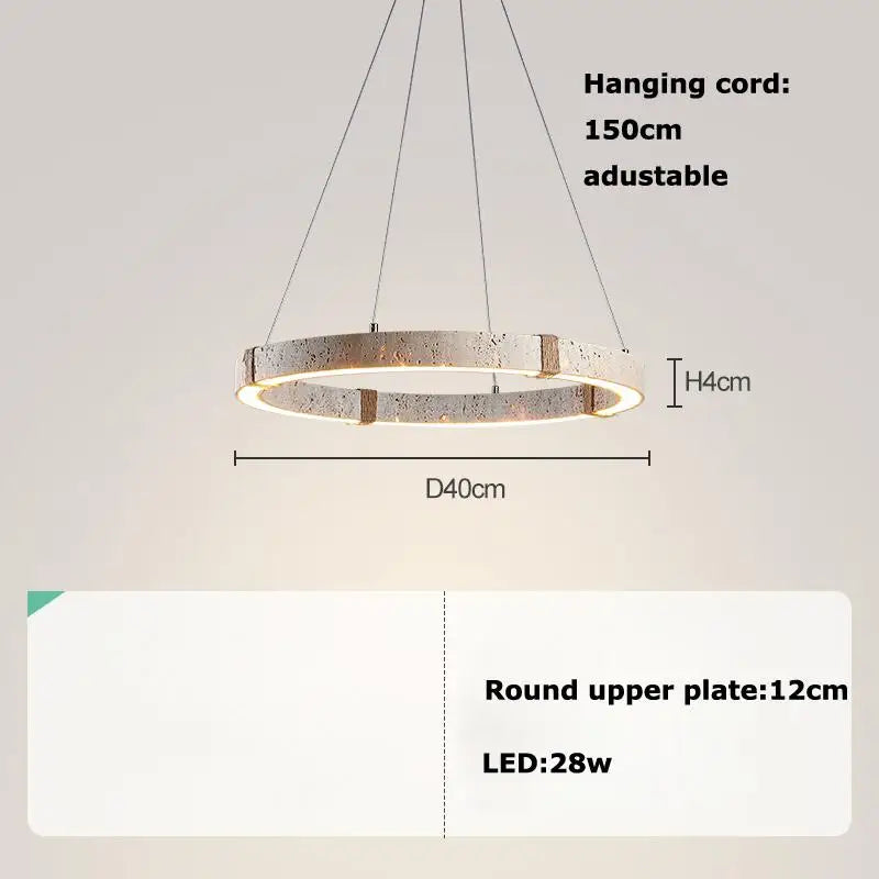 Rund LED loftlampe med justerbar ophængssnor, 150 cm. Diameter 40 cm, højde 4 cm. Øvre plade 12 cm. Moderne design, energieffektiv belysning.