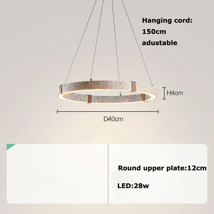 Rund LED loftlampe med justerbar ophængssnor, 150 cm. Diameter 40 cm, højde 4 cm. Øvre plade 12 cm. Moderne design, energieffektiv belysning.