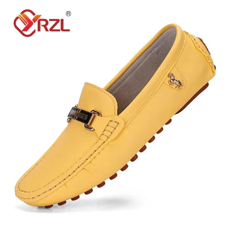 Zapatos de hombre en cuero PU hecho a mano | Mocasines sin cordones, mocasines y flats cómodos para conducir