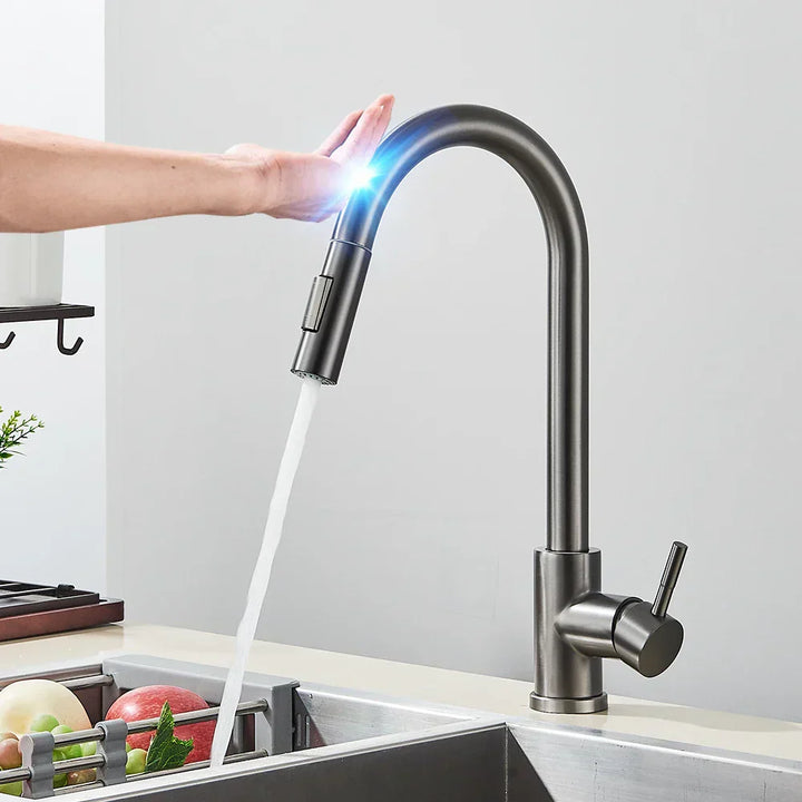 Torneira de cozinha com sensor de toque | Design moderno com bico retrátil
