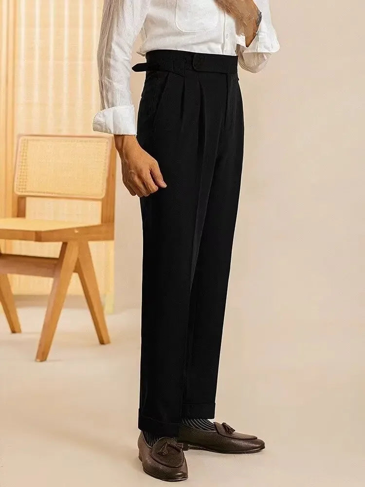 Pantalones casuales versátiles de estilo coreano para hombres, corte recto, ajuste holgado, pantalones de traje modernos