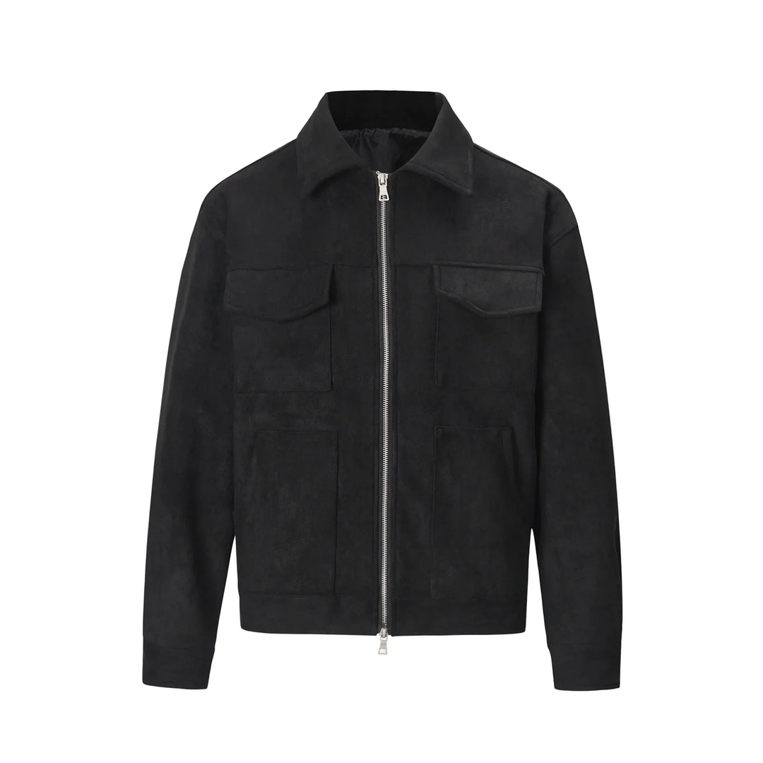 Geacă de toamnă pentru bărbați - poliester elegant, 4 buzunare practice, stil casual versatil