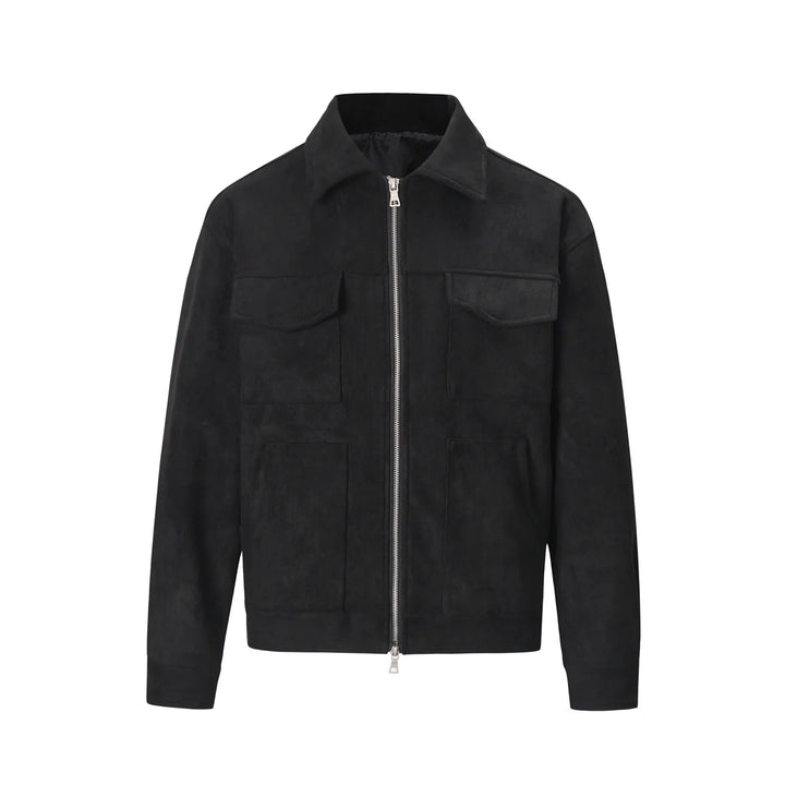Geacă de toamnă pentru bărbați - poliester elegant, 4 buzunare practice, stil casual versatil