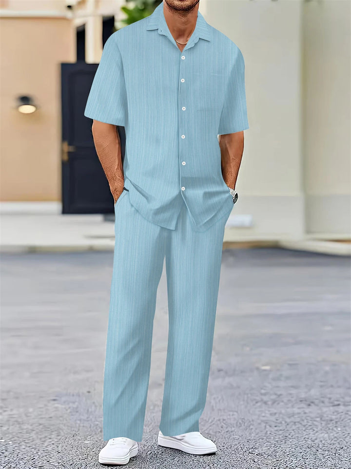 Sommer nuevo moda masculina camisa clásica hombre negocio casual conjunto