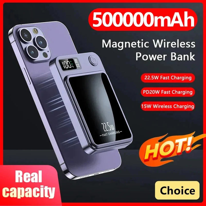 Liboer magneettinen langaton ulkoinen akku 50000mAh | nopea lataus 22,5W | LED-näyttö