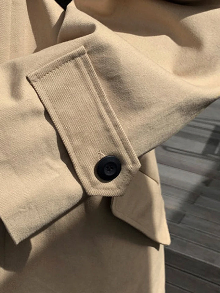 Palton trench pentru bărbați Mauroicardi | Lung Oversize Negru/Khaki Casual Stil coreean
