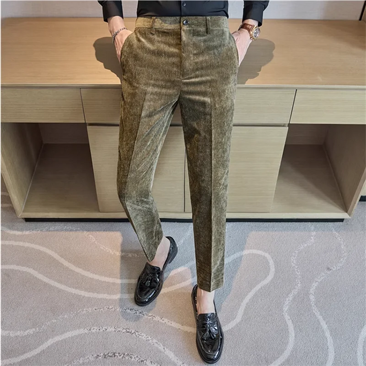 Noi pantaloni din catifea pentru bărbați toamnă și iarnă, croială slim fit, modă, afaceri, nuntă, pantaloni de petrecere