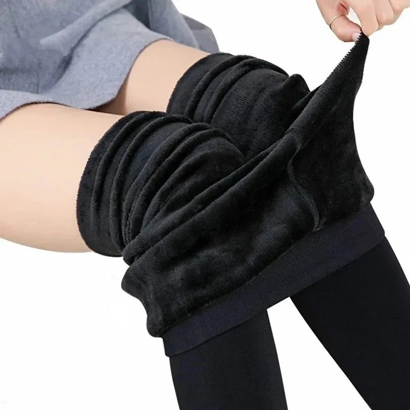 Colanți de iarnă pentru femei cu talie înaltă, călduroși, groși, din catifea elastică, colanți casual pentru fiecare zi