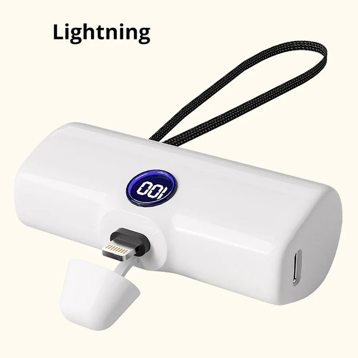 Liboer Ekstern batteri 5000 mAh | Hurtig opladning via USB-C eller Lightning | Kompakt og let design