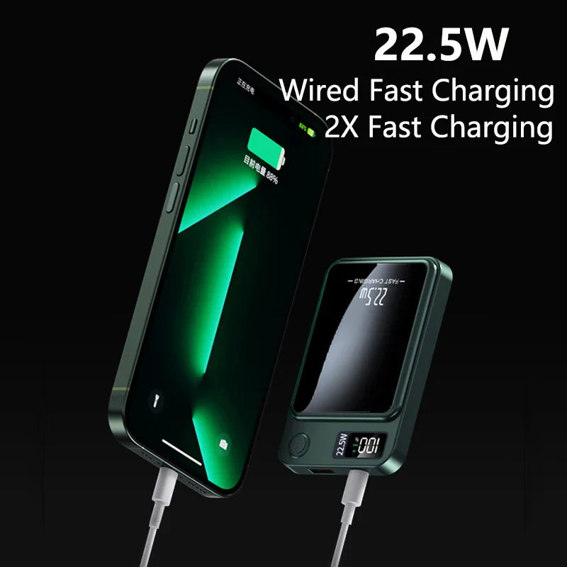 Liboer magneettinen langaton ulkoinen akku 50000mAh | nopea lataus 22,5W | LED-näyttö