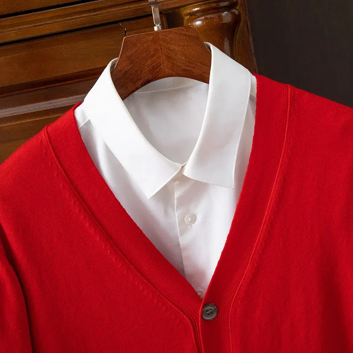 Suéter cárdigan para hombre | Cuello en V clásico de negocios casual otoño invierno