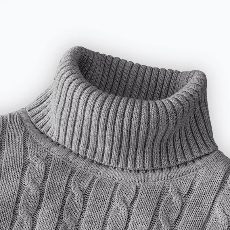 2025 ny suéter de hombre de cuello alto de un solo color suéter de punto cálido casual suéter de cuello alto de lana para hombre invierno exterior superior