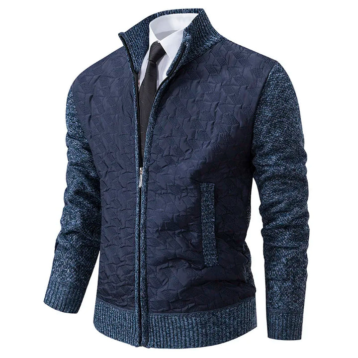 Pulover cardigan pentru bărbați | Pulover călduros din fleece cu guler în picioare pentru toamnă iarnă