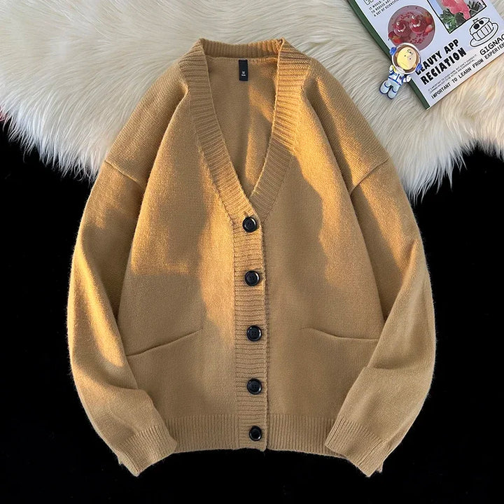 Cárdigan Jacquard para hombre | Suéter de punto con cuello en V Otoño Invierno