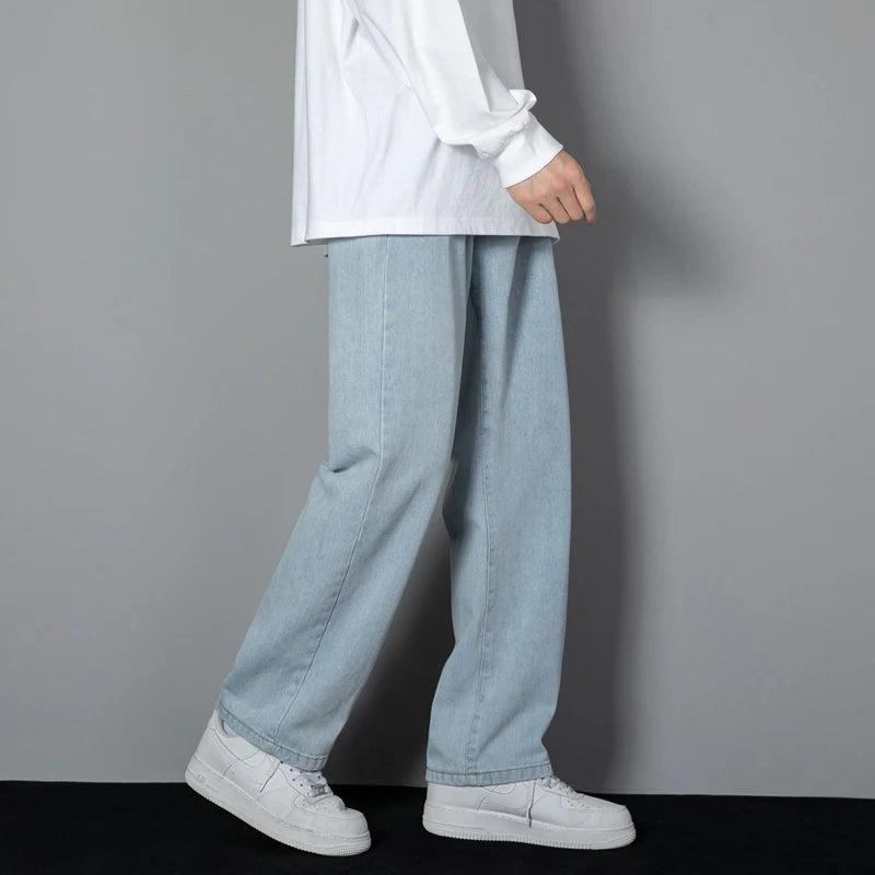 2025 Jeans coreanos para hombre | Jeans largos y relajados con pierna recta y ancho de pierna amplio
