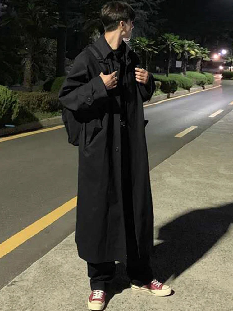 Palton trench pentru bărbați Mauroicardi | Lung Oversize Negru/Khaki Casual Stil coreean