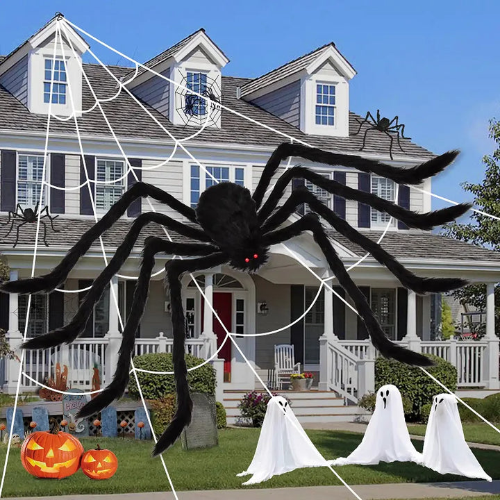 Halloween Stor Plysedderkop | Skræmmende Dekoration 30–200 cm til Hjem & Fest