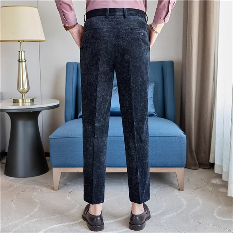 Noi pantaloni din catifea pentru bărbați toamnă și iarnă, croială slim fit, modă, afaceri, nuntă, pantaloni de petrecere