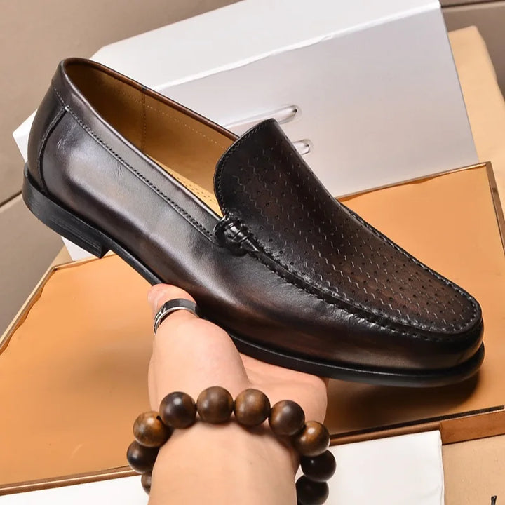 Últimos zapatos para hombre 2025 en cuero genuino | Zapatos de conducción sin cordones, mocasines y mocasines cómodos