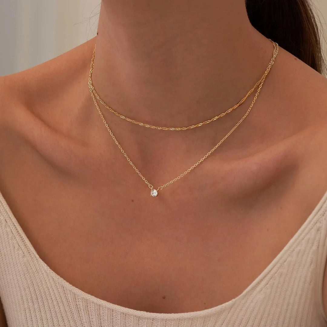 Choker-kaulakoru naisille timanttinäköisellä | kullattu ja sterlinghopea | tyylikäs lahja