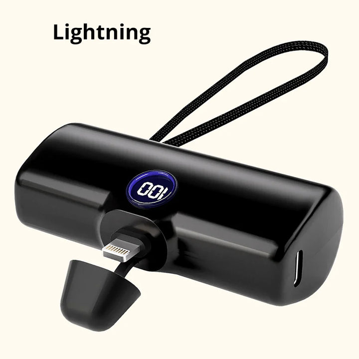 Liboer Ekstern batteri 5000 mAh | Hurtig opladning via USB-C eller Lightning | Kompakt og let design