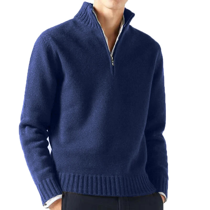 Suéter de cuello alto de otoño para hombre, jersey de punto, pulóver liso de manga larga, chaqueta casual cálida para hombre