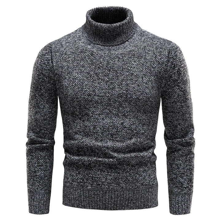 Suéter de forro polar de otoño e invierno para hombre, cuello alto grueso, pulóver cálido, ajuste slim, ropa para hombre, lujo, suéter negro marrón elástico