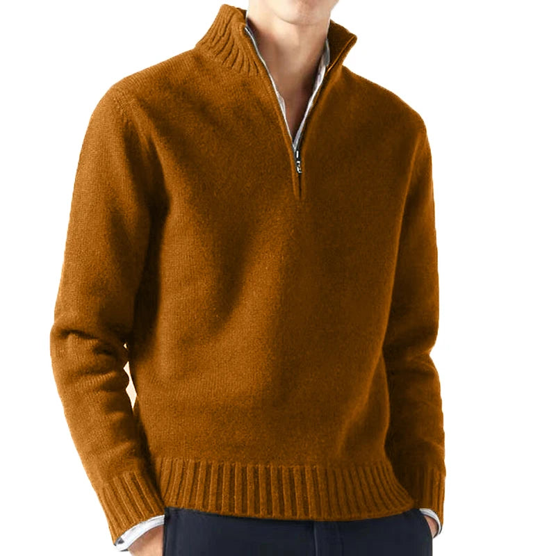 Suéter de cuello alto de otoño para hombre, jersey de punto, pulóver liso de manga larga, chaqueta casual cálida para hombre
