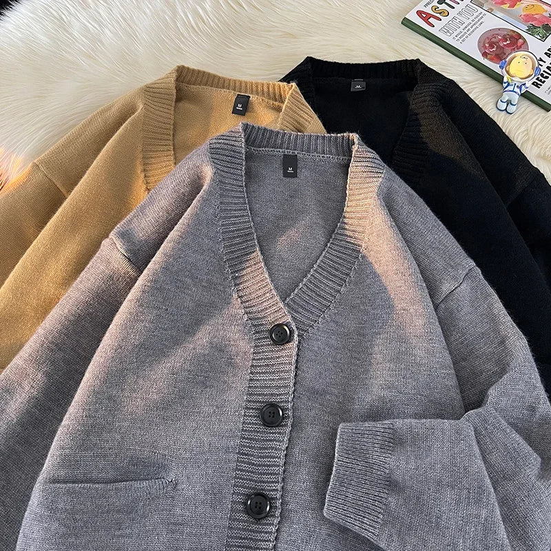 Cárdigan Jacquard para hombre | Suéter de punto con cuello en V Otoño Invierno