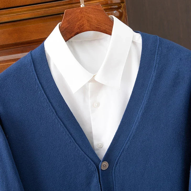 Suéter cárdigan para hombre | Cuello en V clásico de negocios casual otoño invierno
