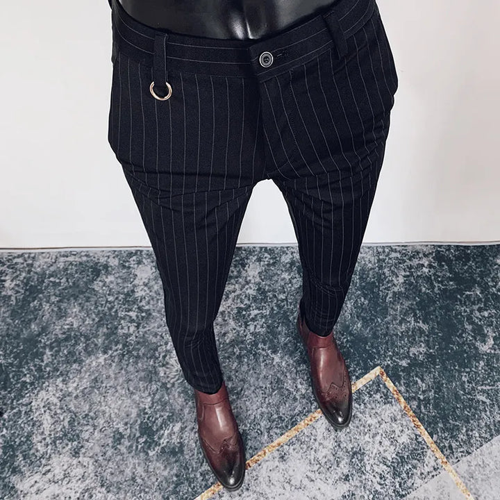 Pantalones de hombre pantalones formales pantalones elásticos ajustados de un solo color pantalones casuales de longitud completa moda ropa nueva de hombre